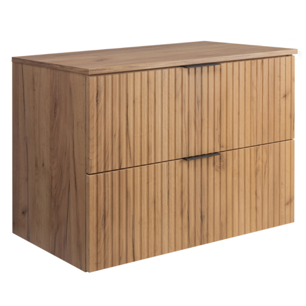 Szafka Łazienkowa pod Umywalkę z Blatem 80 cm Złoty Dąb FLOW Prawy Front