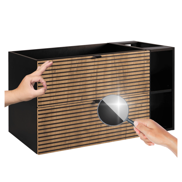 Wisząca Szafka Dąb 100 cm z Regałem pod Umywalkę Czarna LOFT