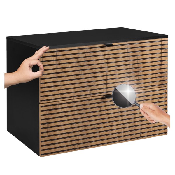 Szafka Łazienkowa z Blatem 80 cm Dąb pod Umywalkę Czarna LOFT Miniatura