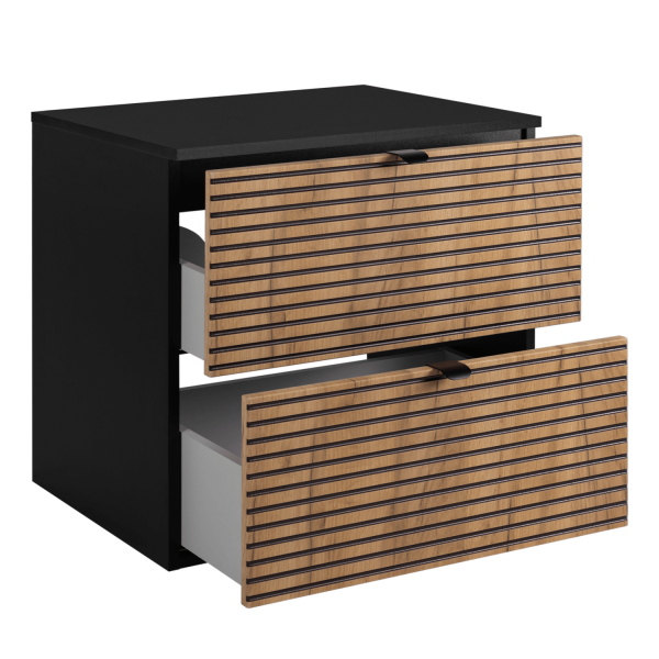 Szafka pod Umywalkę z Blatem 60 cm Wisząca Dąb Czarna LOFT Szuflady
