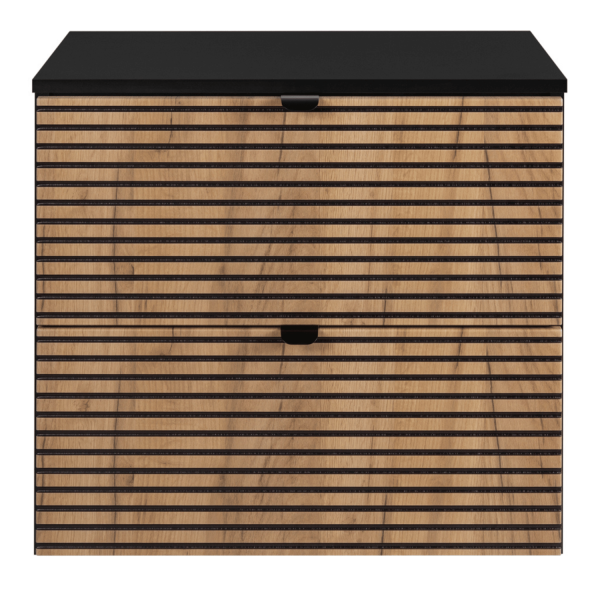 Szafka pod Umywalkę z Blatem 60 cm Wisząca Dąb Czarna LOFT Front