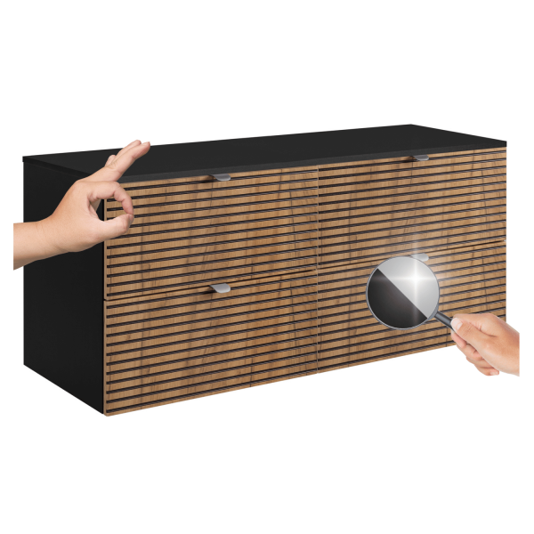 Szafka pod Umywalkę z Blatem 120 cm Dąb Craft Czarna LOFT Miniatura
