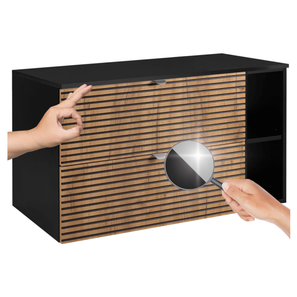 Szafka 100 cm z Blatem pod Umywalkę Dąb Czarna LOFT