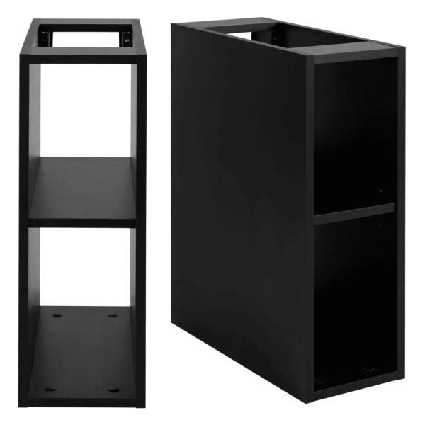 Szafka pod Umywalkę 100 cm z Blatem Wisząca z Regałem Czarna FLOW Regał 20 cm
