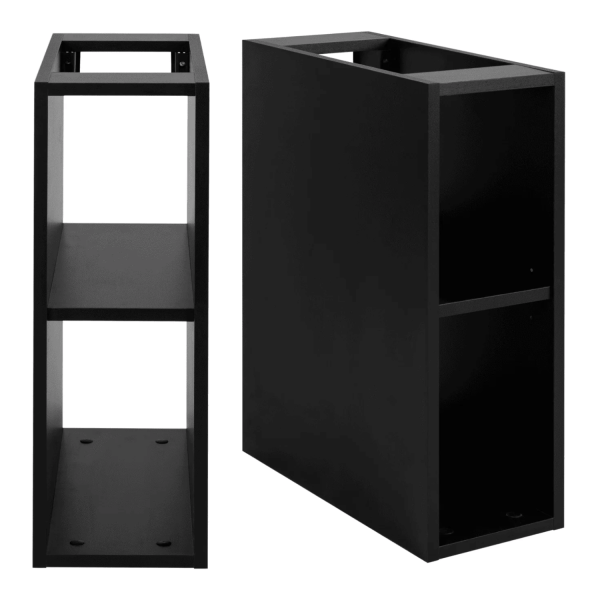 Szafka Łazienkowa 120 cm z Blatem Wisząca z Regałem Nowoczesna Czarna FLOW Regał 20 cm