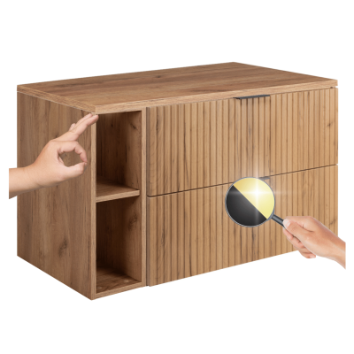 Szafka pod Umywalkę 100 cm z Blatem Nowoczesna Ryflowana Dąb FLOW