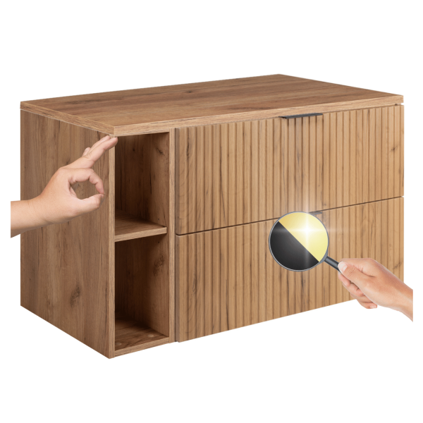 Szafka pod Umywalkę 100 cm z Blatem Nowoczesna Ryflowana Dąb FLOW