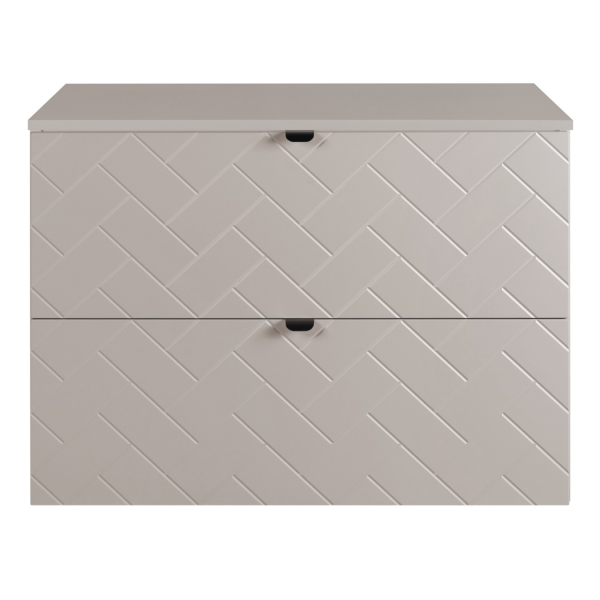 Szafka Łazienkowa 80 cm z Blatem TREND Beżowa Czarne Uchwyty Front