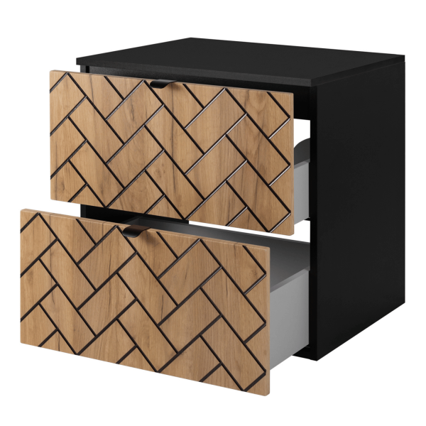 Szafka 60 cm pod Umywalkę Dąb Craft TREND Czarne Uchwyty Szuflady