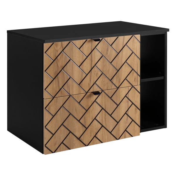 Szafka pod Umywalkę z Blatem 80 cm Dąb Craft TREND Czarne Uchwyty