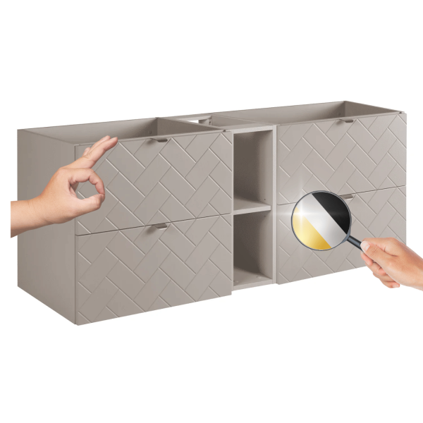 Szafka 140 cm z Regałem pod Umywalkę Beżowa TREND Miniatura