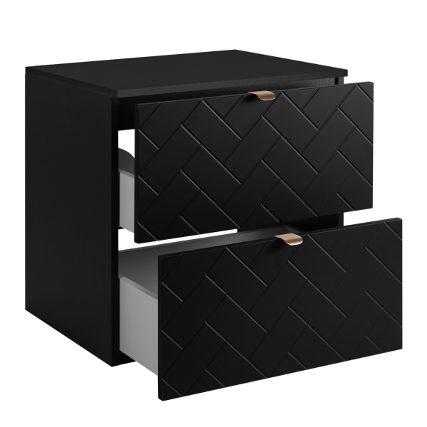 Szafka Łazienkowa z Blatem 60 cm Nowoczesna Czarna TREND Szuflady