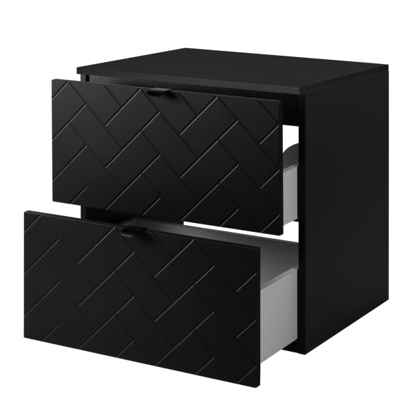 Szafka Łazienkowa z Blatem 60 cm Nowoczesna Czarna TREND Szuflady Czarne Uchwyty