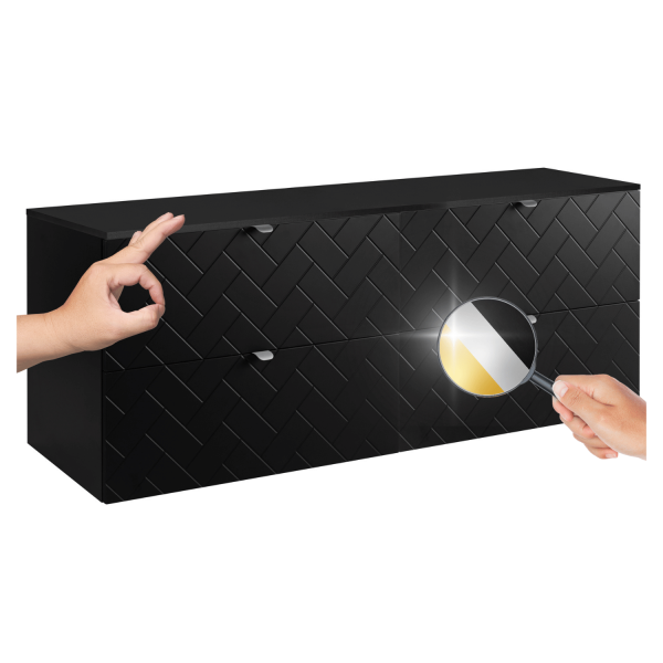 Szafka  pod Umywalkę 160 cm Wisząca Czarna TREND Trzy Kolory Uchwytów