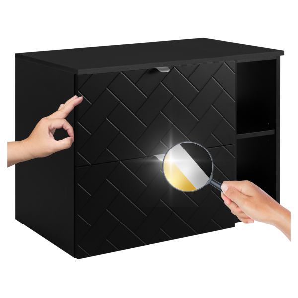 Szafka Pod Umywalkę 80 cm z Blatem i Regałem Czarna TREND