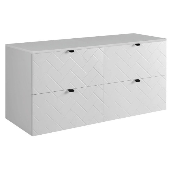 Szafka Łazienkowa 120 cm z Blatem Biała TREND Czarne Uchwyty