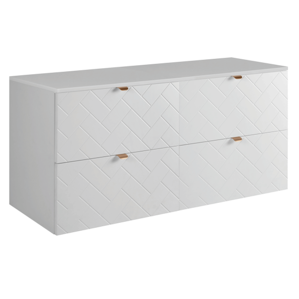 Szafka Łazienkowa 120 cm z Blatem Biała TREND Złote Uchwyty