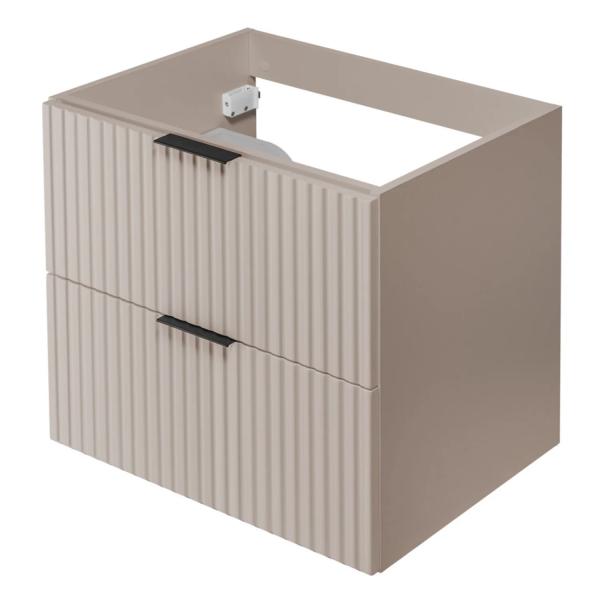 Wisząca Szafka pod Umywalkę 100 cm Ryflowana Dąb z Blatem z Regałem Kaszmirowa FLOW Szafka 60 cm z Góry