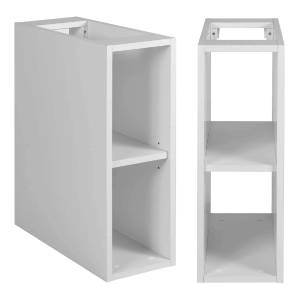 Szafka Łazienkowa 160 cm z Blatem z Regałem Pod Umywalkę Kaszmir Biała FLOW Regał 20 cm