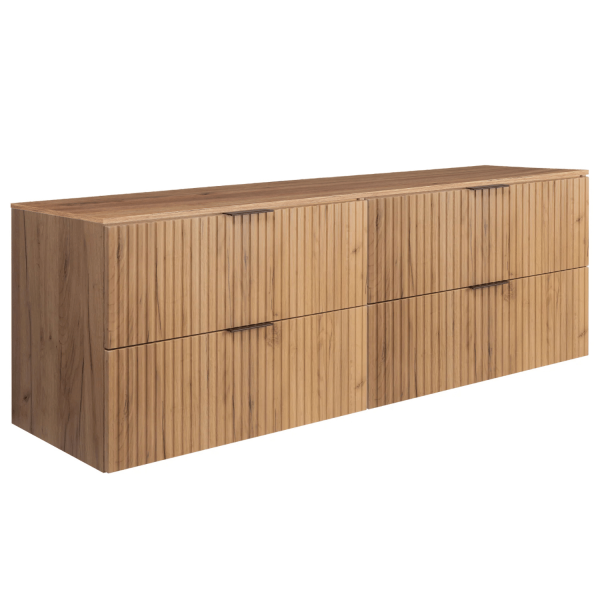 Wisząca Szafka Łazienkowa 160 cm z Blatem Dąb FLOW Prawy Front
