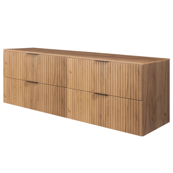 Wisząca Szafka Łazienkowa 160 cm z Blatem Dąb FLOW Lewy Front