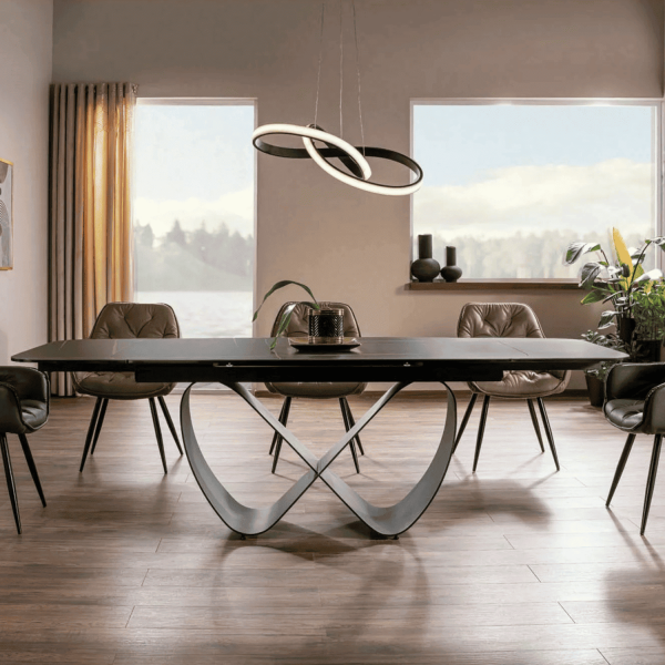 Ceramiczny Stół Rozkładany Prostokątny do Salonu do Jadalni Czarny Loft CENTI