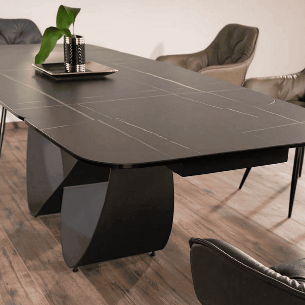 Ceramiczny Stół Rozkładany Prostokątny do Salonu do Jadalni Czarny Loft CENTI