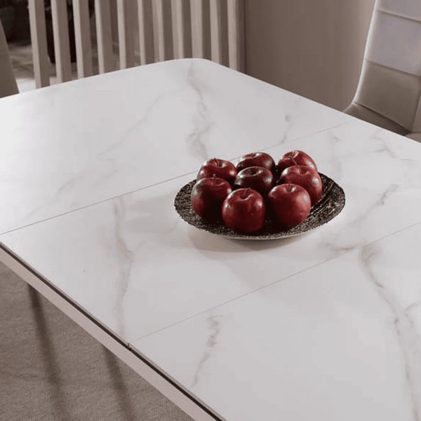 Stół Rozkładany Prostokątny Biały Ceramiczny Marmur do Salonu Jadalni COLLO