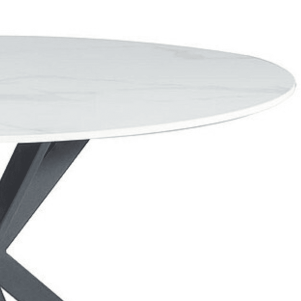 Stół Okrągły do Salonu Jadalni Kuchni Ceramiczny Marmur Biały ALIS