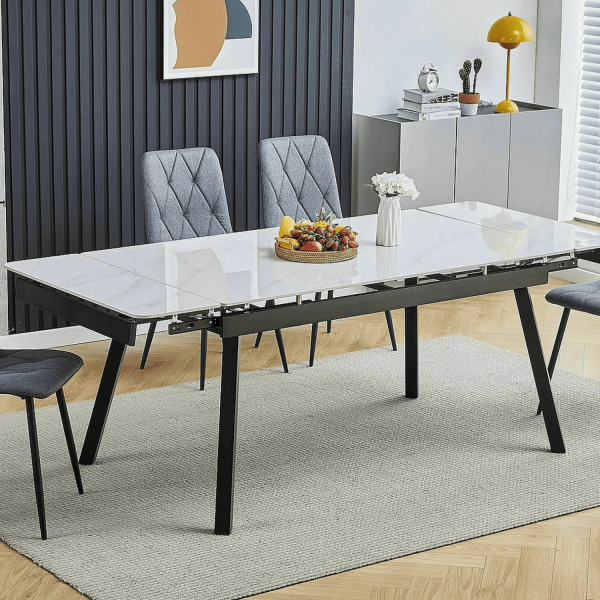 Prostokątny Stół Ceramiczny Rozkładany Biały do Salonu Jadalni Loft NOHI