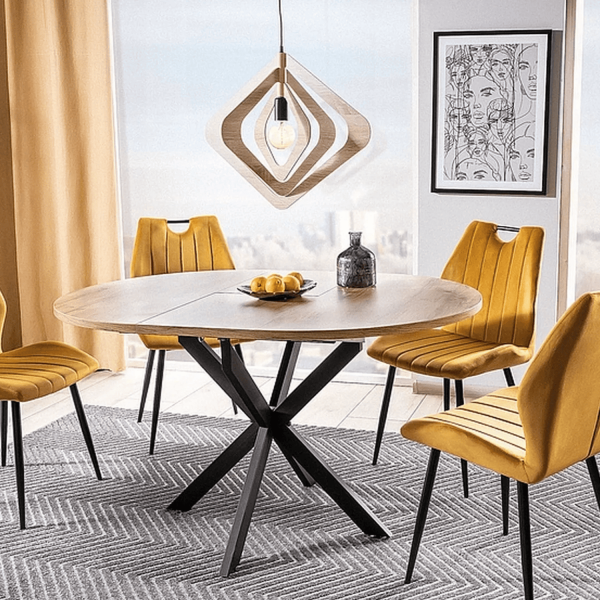 Stół Owalny Rozkładany do Salonu do Jadalni Loft Dąb Artisan TONY