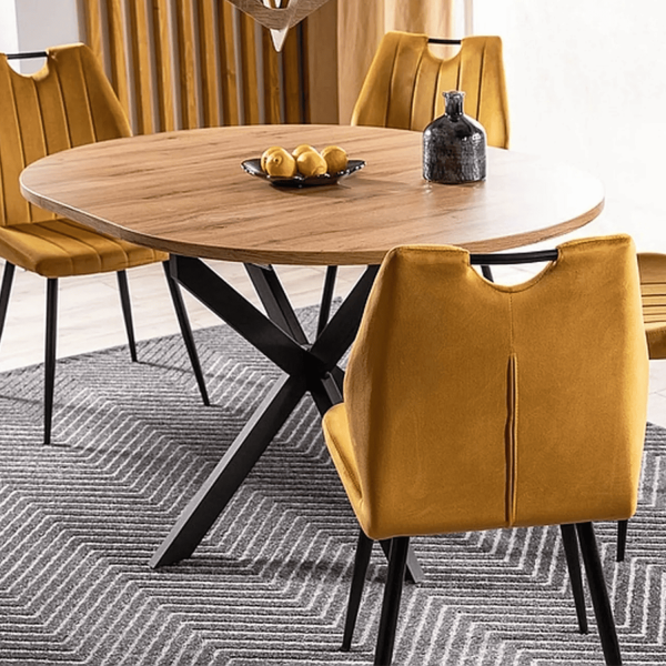 Stół Owalny Rozkładany do Salonu do Jadalni Loft Dąb Artisan TONY