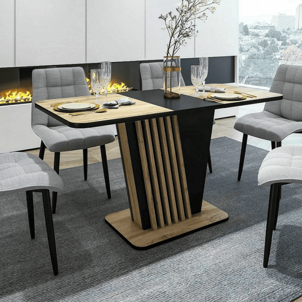 Rozkładany Stół do Salonu do Jadalni Czarny Dąb Artisan Loft DEVIO