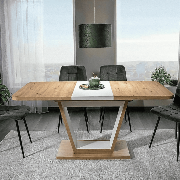 Nowoczesny Stół do Salonu Jadalni Rozkładany Dąb Artisan Biały Loft ANGEL