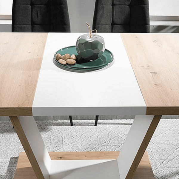 Nowoczesny Stół do Salonu Jadalni Rozkładany Dąb Artisan Biały Loft ANGEL