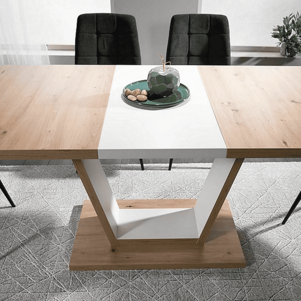 Nowoczesny Stół do Salonu Jadalni Rozkładany Dąb Artisan Biały Loft ANGEL