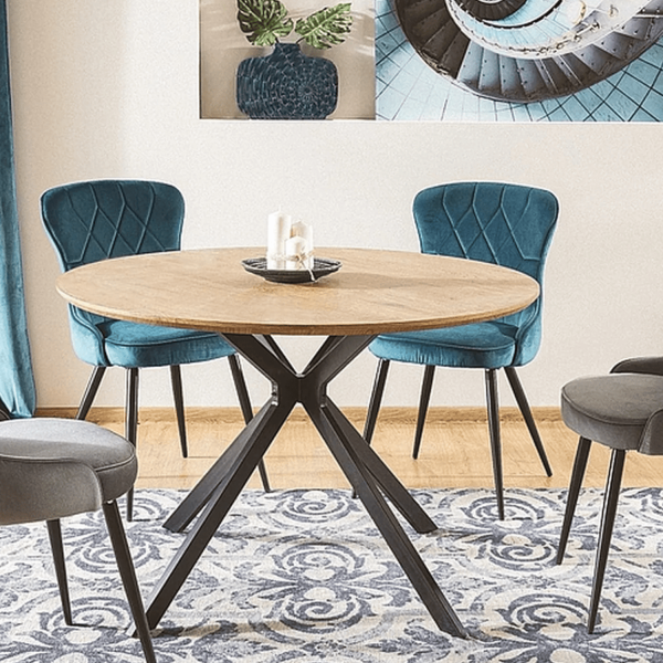 Okrągły Stół Metalowy do Salonu Jadalni Kuchni Dębowy Loft RESTO