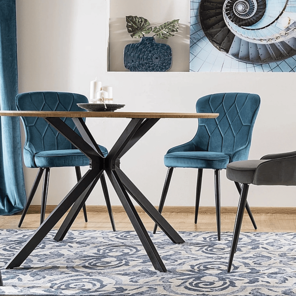 Okrągły Stół Metalowy do Salonu Jadalni Kuchni Dębowy Loft RESTO