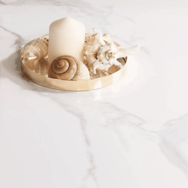 Biały Ceramiczny Stół Okrągły do Salonu do Jadalni Kuchni Metal Loft SEPRO
