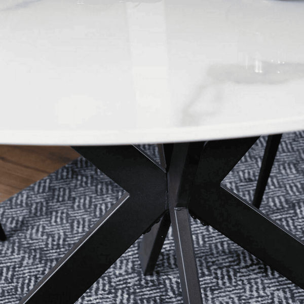 Okrągły Ceramiczny Stół do Salonu Jadalni Kuchni Marmur Glamour Czarny Biały ALIS