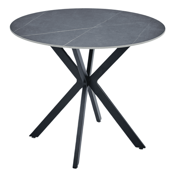 Ceramiczny Okrągły Stół do Salonu Jadalni Kuchni Marmur Glamour Czarny Chrom ALIS