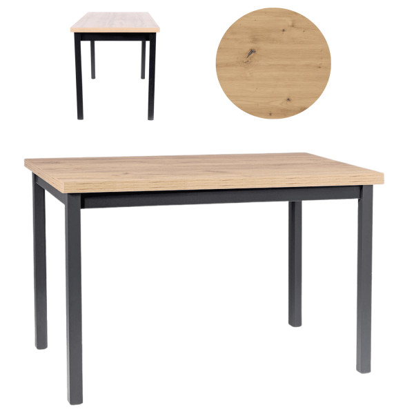 Prostokątny Stół do Salonu Jadalni Kuchni Metalowy Loft Dąb Artisan CAMDA