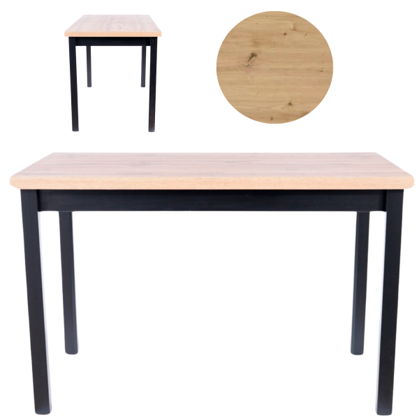Metalowy Stół Prostokątny do Salonu Jadalni Kuchni Loft Czarny Dąb Artisan CAMDAS