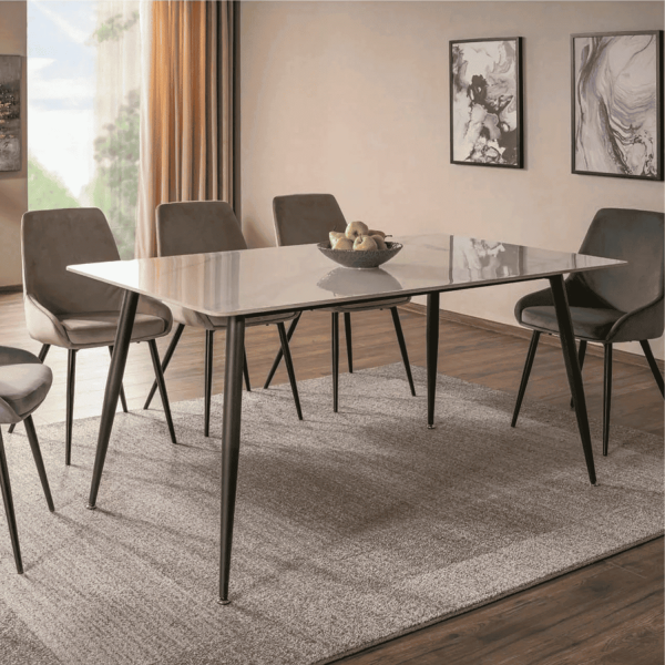 Ceramiczny Stół Prostokątny Marmur do Salonu Jadalni Kuchni Loft Czarny Biały NORI