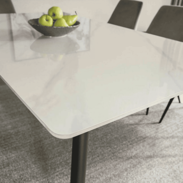 Ceramiczny Stół Prostokątny Marmur do Salonu Jadalni Kuchni Loft Czarny Biały NORI