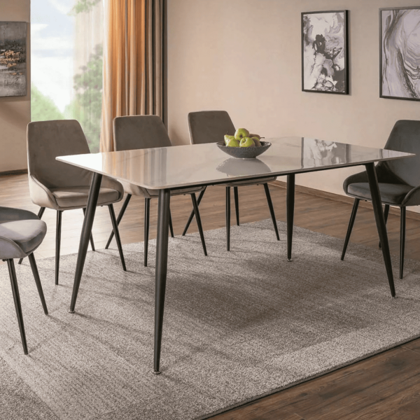 Prostokątny Ceramiczny Stół Marmur do Salonu Jadalni Kuchni Loft Czarny Biały NORI