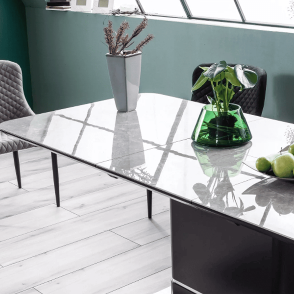 Prostokątny Szary Stół do Salonu Jadalni Rozkładany Ceramiczny Czarny Loft SALLA