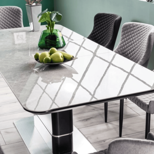 Prostokątny Szary Stół do Salonu Jadalni Rozkładany Ceramiczny Czarny Loft SALLA