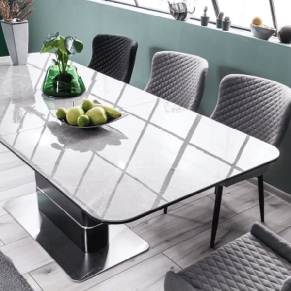 Prostokątny Szary Stół do Salonu Jadalni Rozkładany Ceramiczny Czarny Loft SALLA
