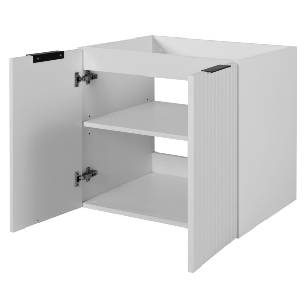 Szafka pod Umywalkę 60 cm Biała FLOW Front Prawy Otwarte Drzwi
